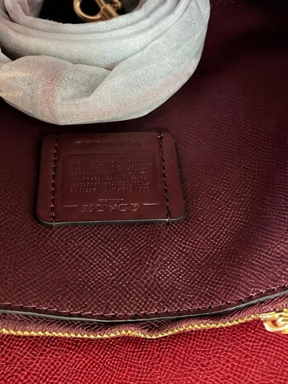 Coach Pink Cherry-Print Tote with Red Trim - Picture 6 of 6